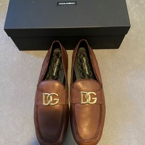 Mens Dolce & Gabbana Leather Loafers With Logo